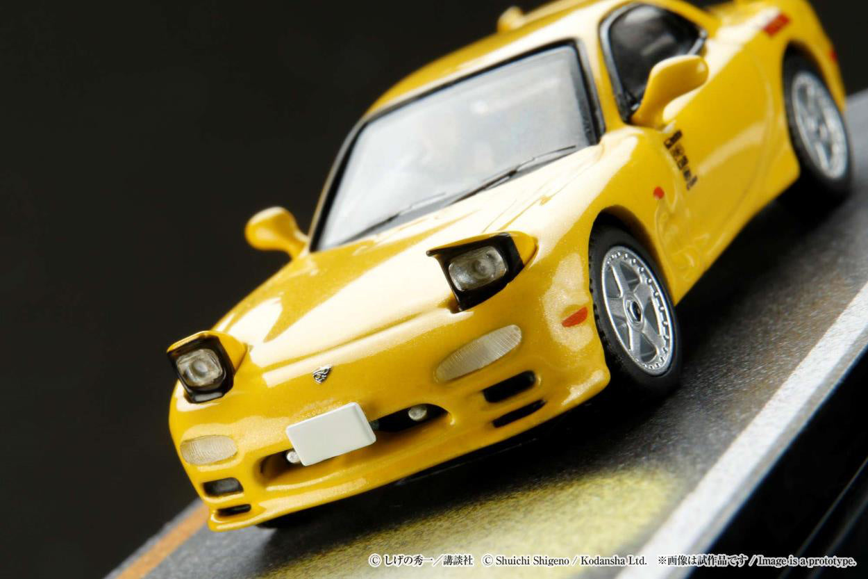 Hobby Japan 1/64 Initial D MAZDA RX-7 (FD3S) RED SUNS / VS Takumi Fujiwara Takahashi Keisuke driver figure included Yellow