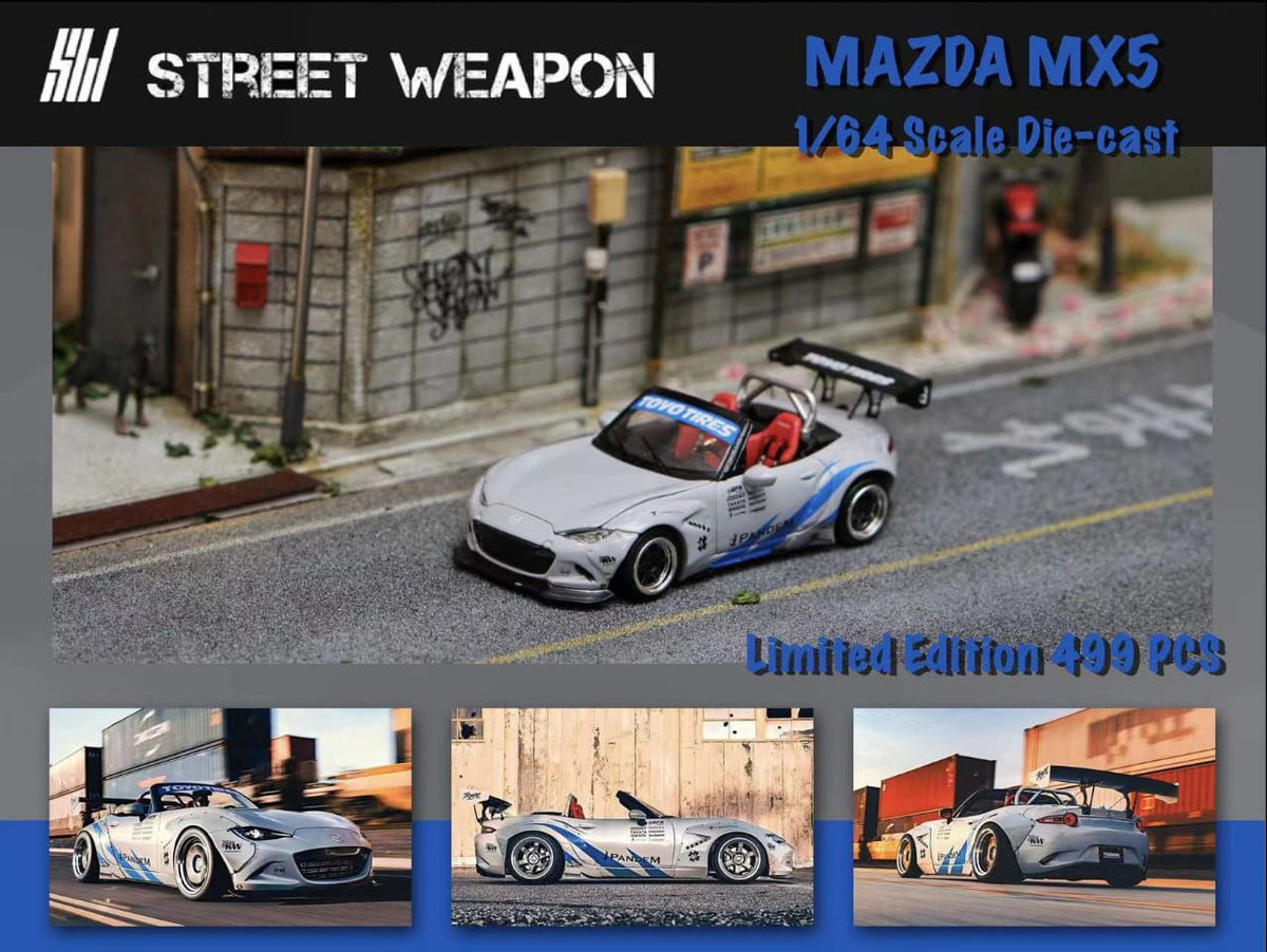 ミニカー Street Weapon 1/64 MX-5 roadster Street Weapon 1/64 Mazda MX-5 Pandem Cement Grey – Flipn Diecast
