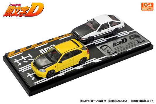 1/64 Modeler's Initial D Set Vol.12 Tomoyuki Tachi Todo Shokai Honda Civic (EK9) & Takumi Fujiwara Toyota AE86