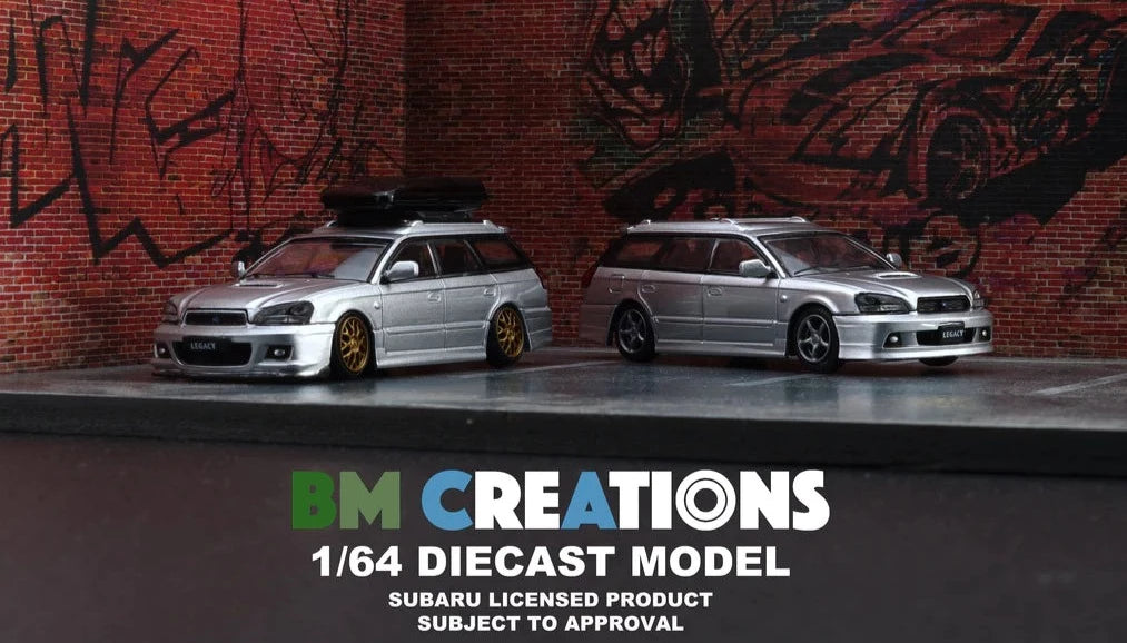 BM Creations 1/64 2002 Subaru Legacy Touring Wagon GT-B E-Tune II Silver