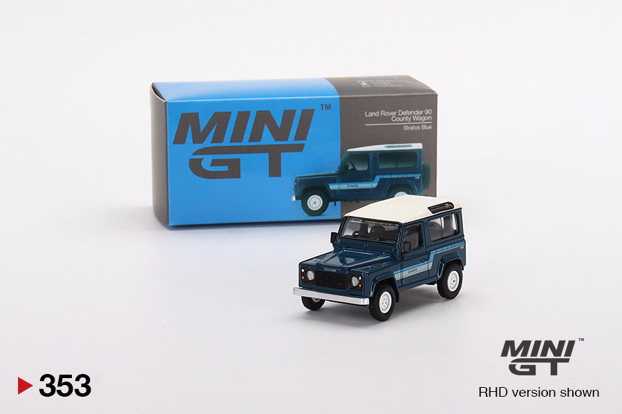 Mini GT 1/64 Mini GT Land Rover Defender 90 County Wagon Stratos Blue