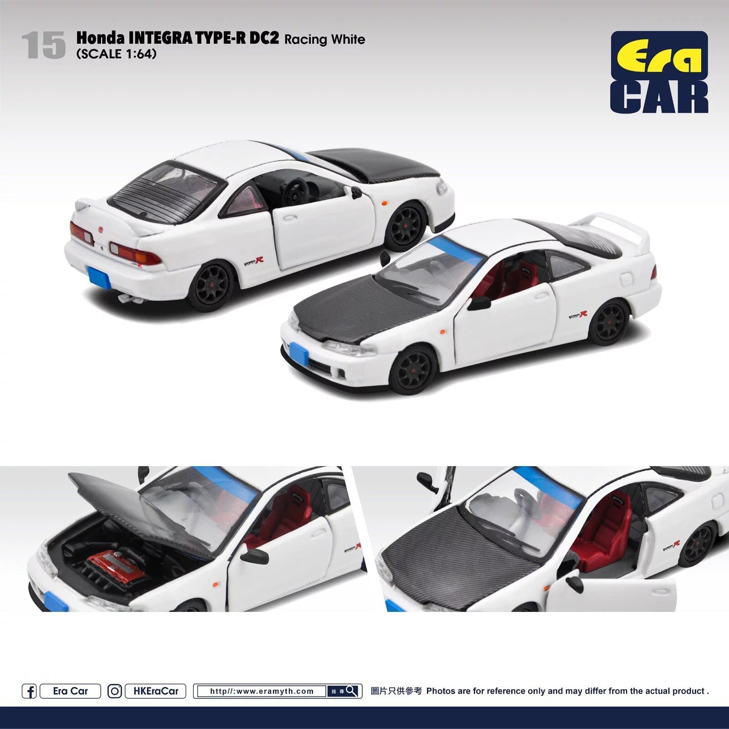 Era Car 1/64 Honda Integra Type-R DC2 Racing White