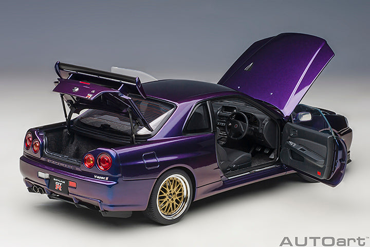 AUTOart 1/18 Nissan Skyline GT-R (R34) V-Spec ll Midnight Purple lll (