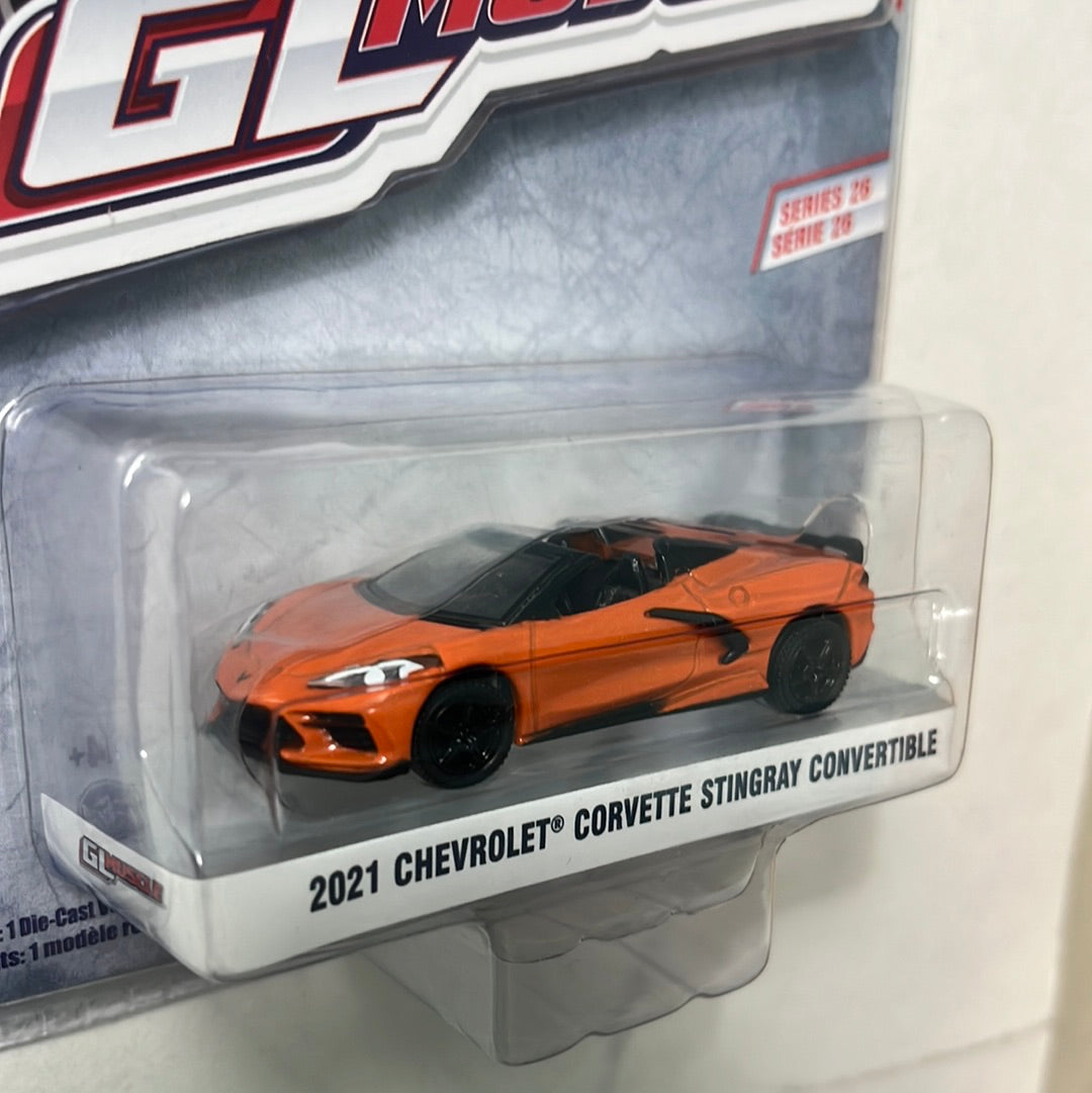 Greenlight 1/64 2021 Chevrolet Corvette Stingray Convertible Orange - GL Muscle