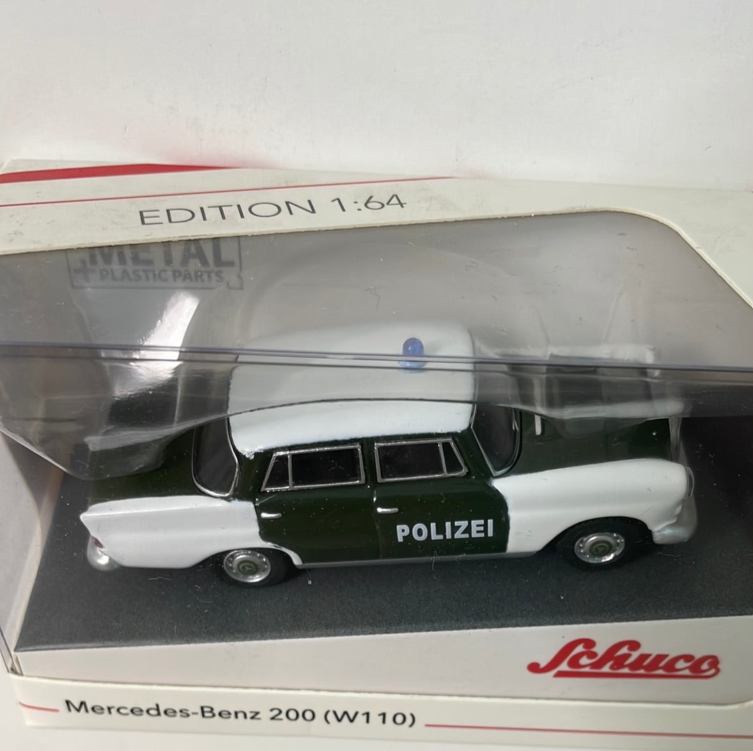 Schuco 1/64 Mercedes-Benz 200 ( W110) Polizei Green & White
