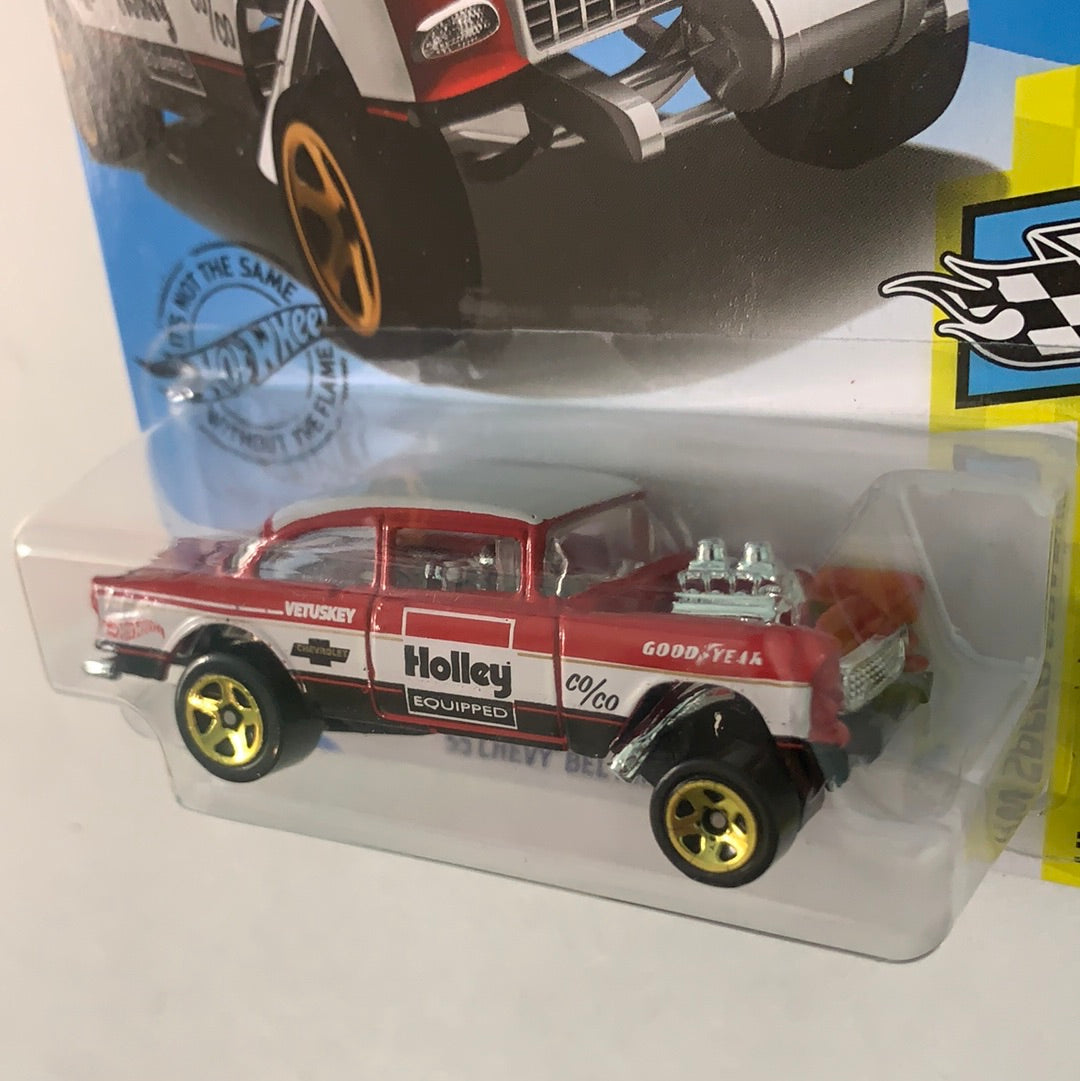 Hot Wheels 1/64 ‘55 Chevy Bel Air Gasser Holley Red & White