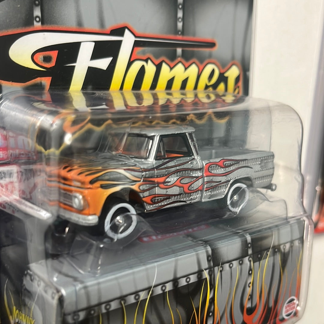 Johnny Lightning 1/64 1966 Chevrolet Pickup Truck Flames