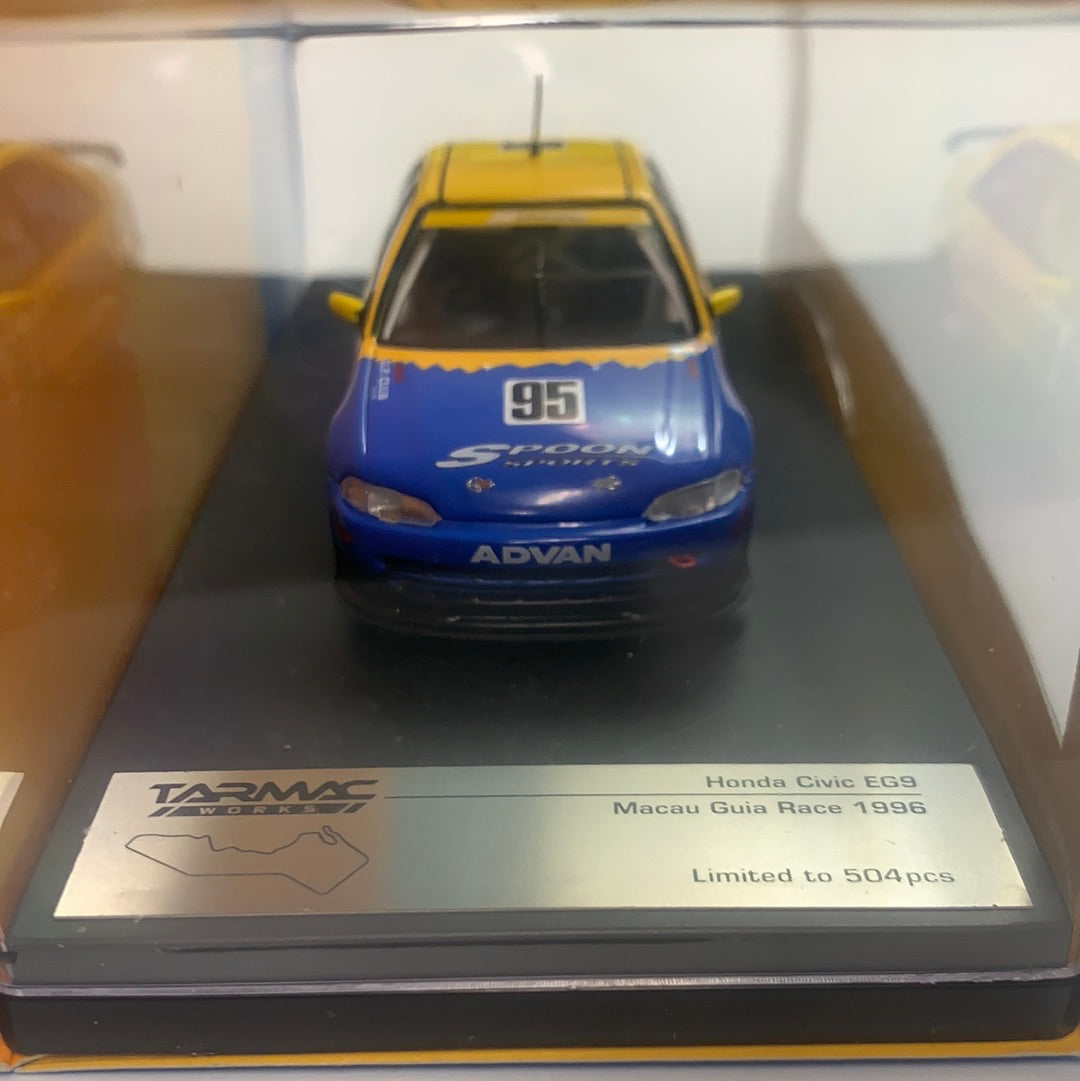 1/43 Tarmac Works Honda Civic EG9 Spoon #95 Yellow & Blue
