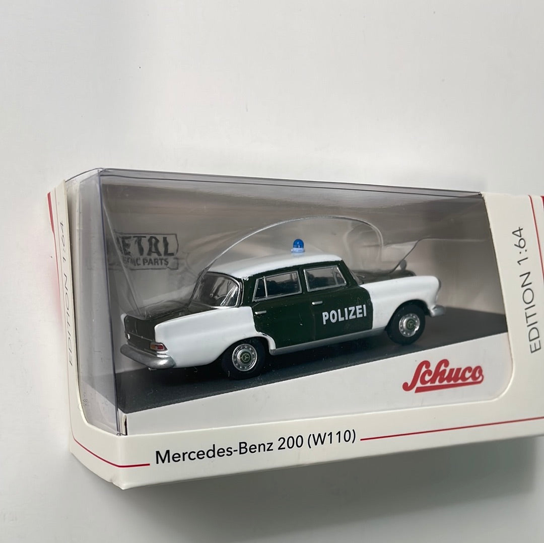 Schuco 1/64 Mercedes-Benz 200 ( W110) Polizei Green & White