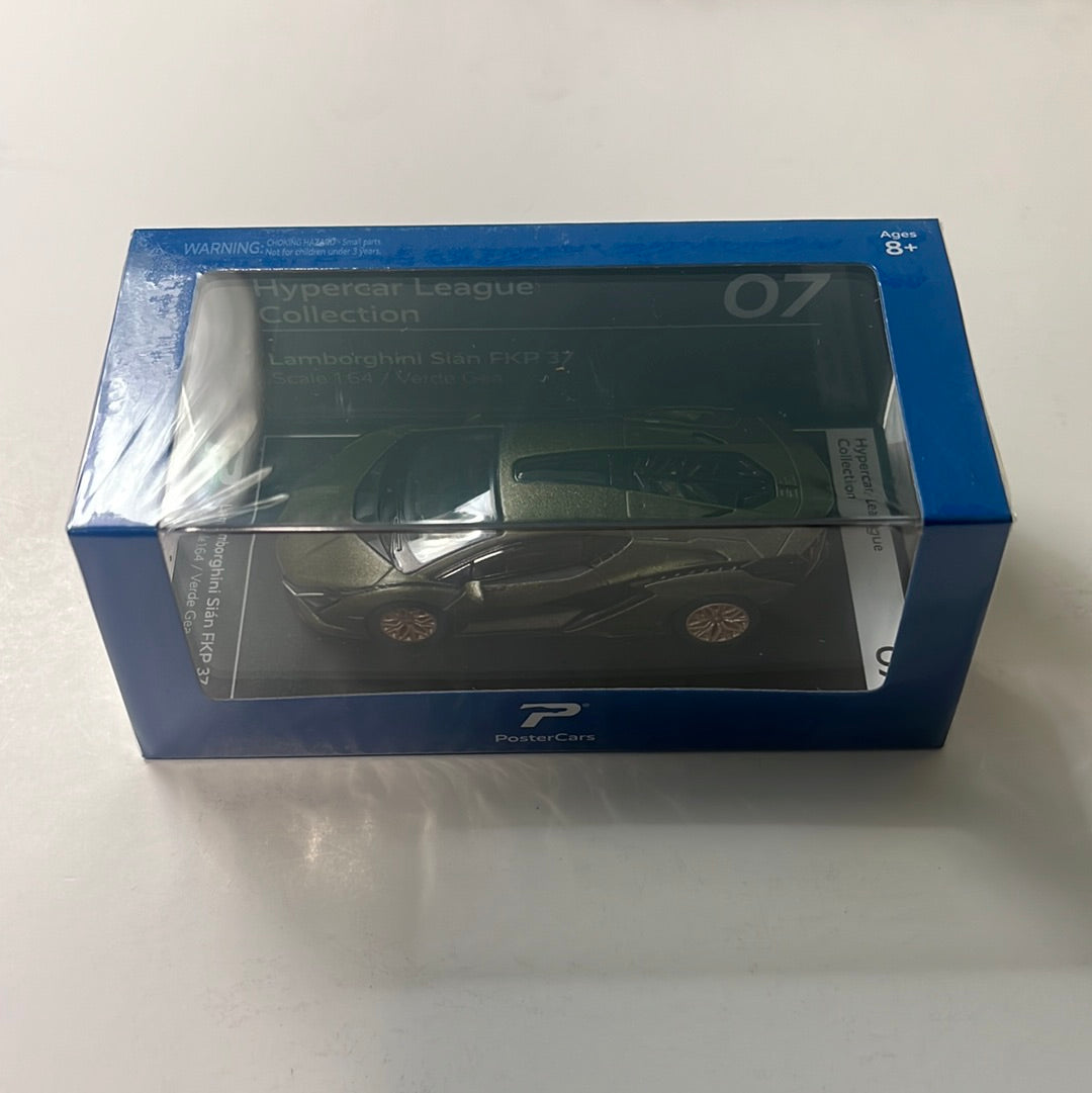 PosterCars 1/64 Lamborghini Sián FKP 37 Green Hypercar League Collection Verde Gea Green