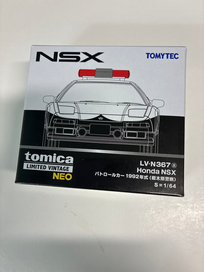 Tomica Limited Vintage Neo 1/64 LV-N367a Honda NSX 1992 Tochigi Prefectural Police Black & White