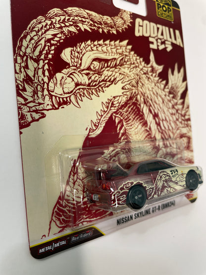 Hot Wheels 1/64 Pop Culture Godzilla Nissan Skyline GT-R (BNR34) Red - JHW90 - Damaged Box