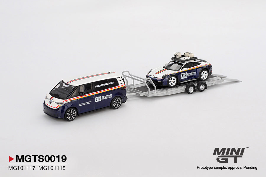 Mini GT 1/64 Porsche 911 Dakar #718 / Volkswagen ID. Buzz / Porsche Centrum Gelderland Roughroads Set - MGTS0019