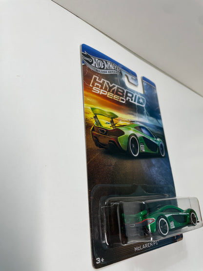 Hot Wheels 1/64 Silver Series Hybrid Speed McLaren P1 Green - JCB78 - Damaged Box