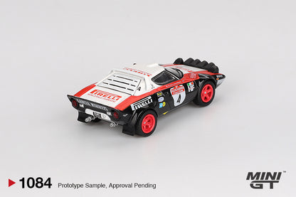 Mini GT 1/64 Lancia Stratos HF #4 1978 Rally Sanremo Winner Black & White - MGT01084