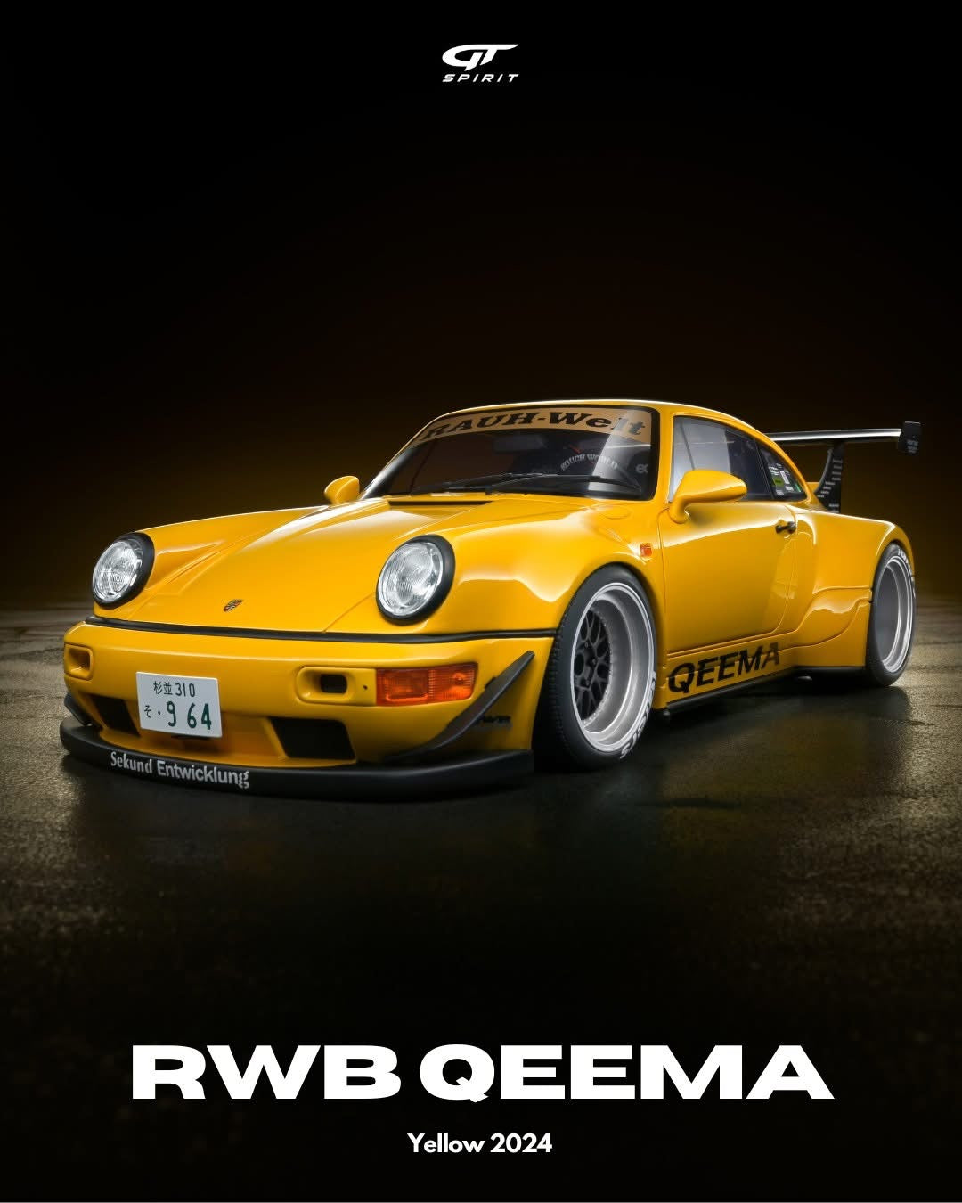 GT Spirit 1/18 2024 Porsche 911 RWB Qeema Yellow