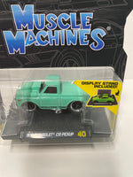 Maisto Muscle Machines 1/64 1972 Chevrolet C10 Pickup Turquoise - Damaged Card