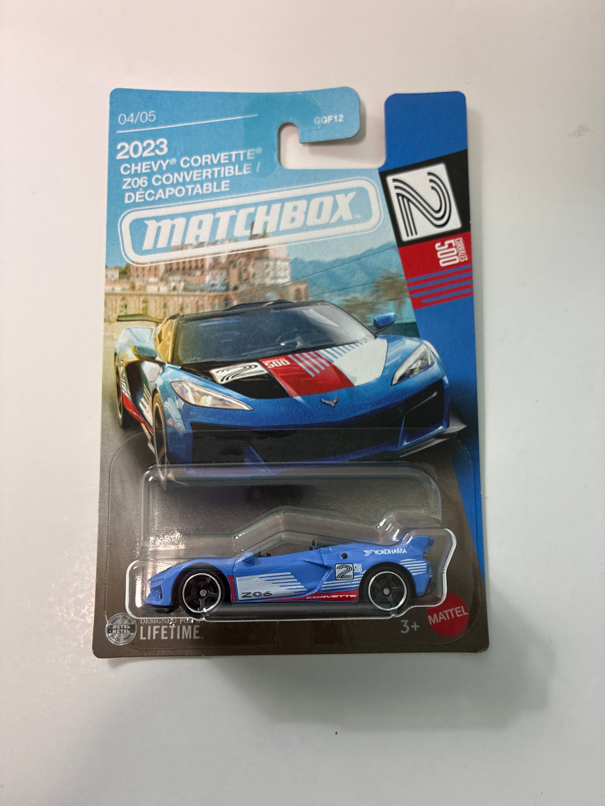 Matchbox 1/64 Super Cars Series 2023 Chevy Corvette Z06 Convertible/ Decapotable Blue - JJR53 - Damaged Box