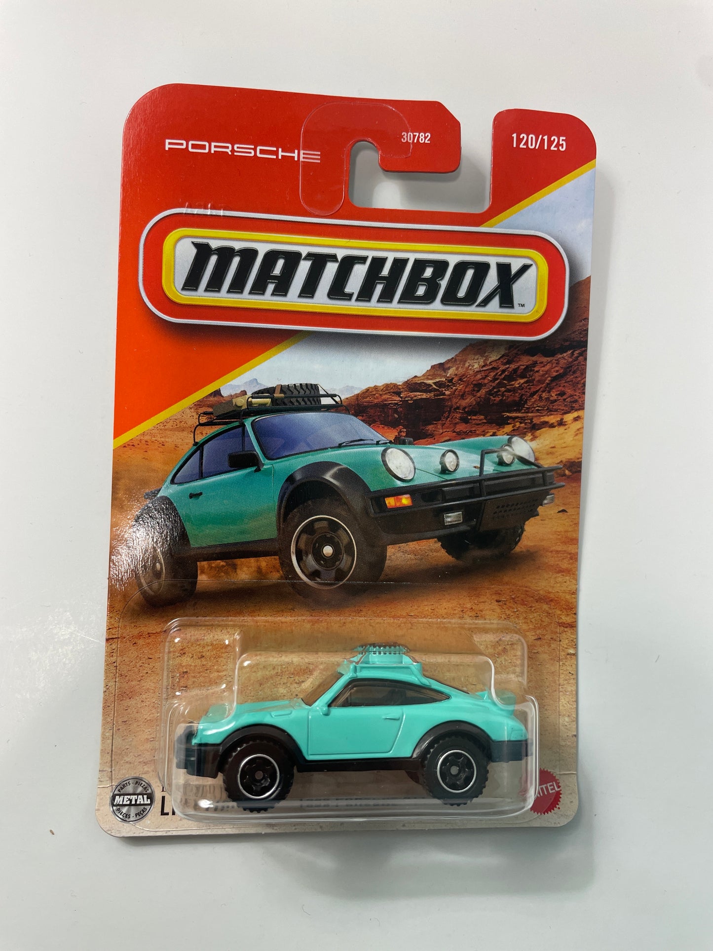 Matchbox 1/64 1985 Porsche 911 Rally Teal - Damaged Card