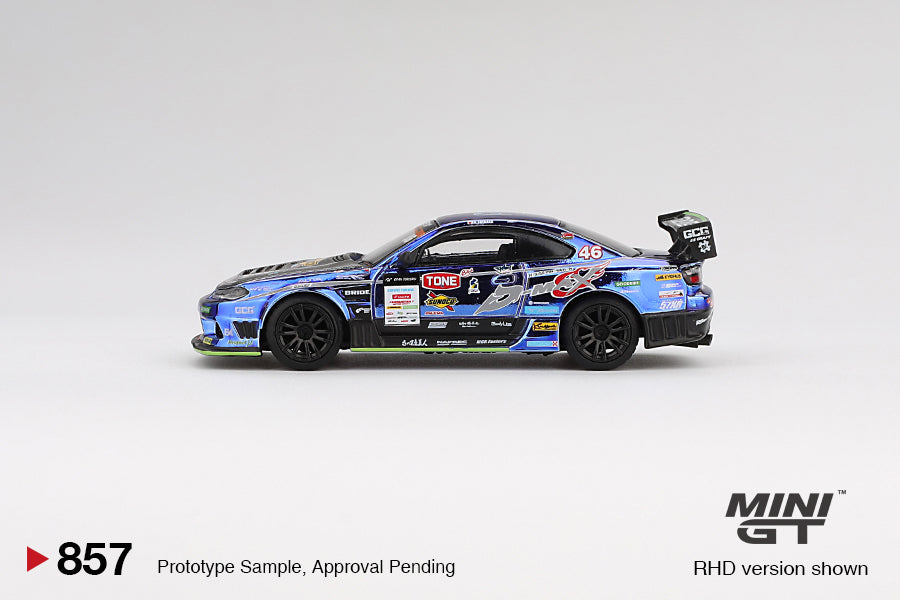 Mini GT 1/64 Nissan Silvia (S15) D-MAX #46 2023 D1 Grand Prix D-MAX Racing Blue - MGT00857-BL
