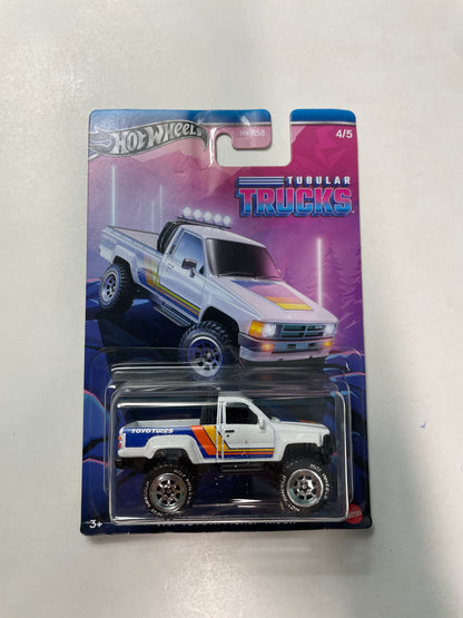 Hot Wheels 1/64 Tubular Trucks 1987 Toyota Pickup Truck White - Damaged Card