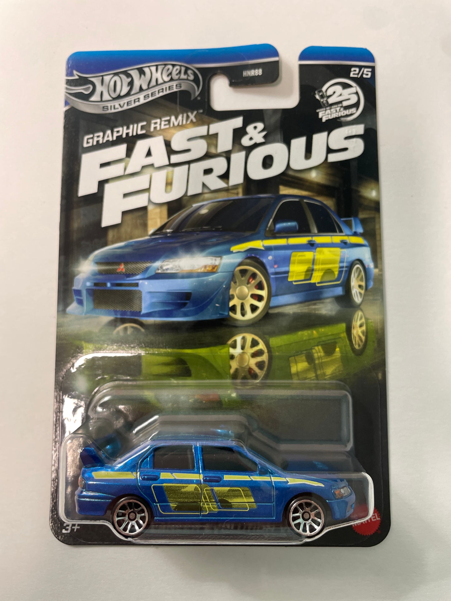 Hot Wheels 1/64 Silver Series Graphic Remix Fast & Furious Mitsubishi Lancer Evolution VII Blue - JBY47