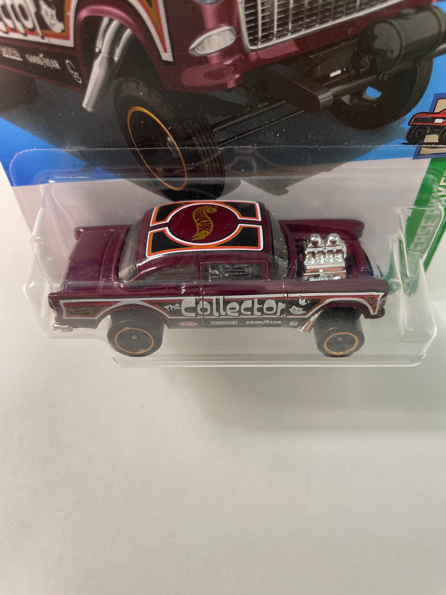 Hot Wheels 1/64 ‘55 Chevy Bel Air Gasser Goodyear dark Red