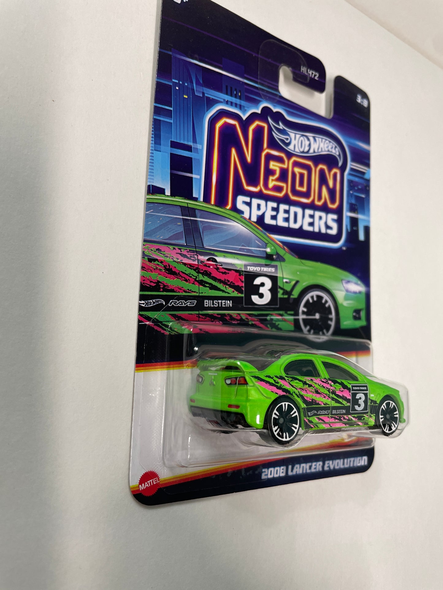Hot Wheels 1/64 Neon Speeders 2008 Mitsubishi Lancer Evolution Green