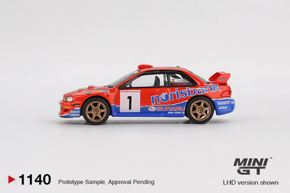 Mini GT 1/64 Subaru Impreza WRC97 #1 1999 DRM Champion Red & Blue - MGT01140