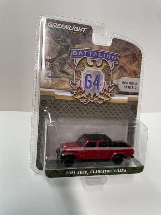 Greenlight 1/64 Battalion 64 2021 Jeep Gladiator Willys Red