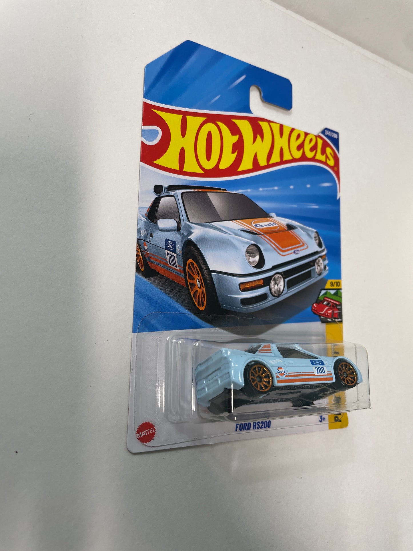 Hot Wheels 1/64 Ford RS200 Blue Gulf - Damaged Box
