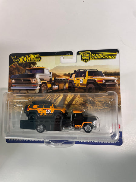 Hot Wheels 1/64 Car Culture Team Transport G Case Toyota FJ Cruiser w/ Horizon Hauler Orange & Black