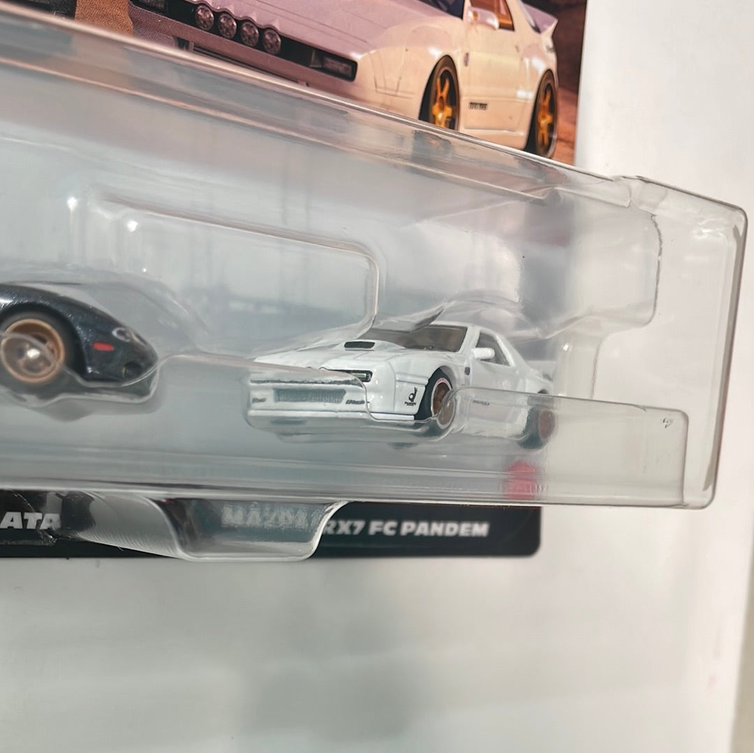 Hot Wheels 1/64 Car Culture Premium 2 Pack ‘04 Mazda Mazdaspeed Miata Grey & Mazda RX7 FC Pandem White