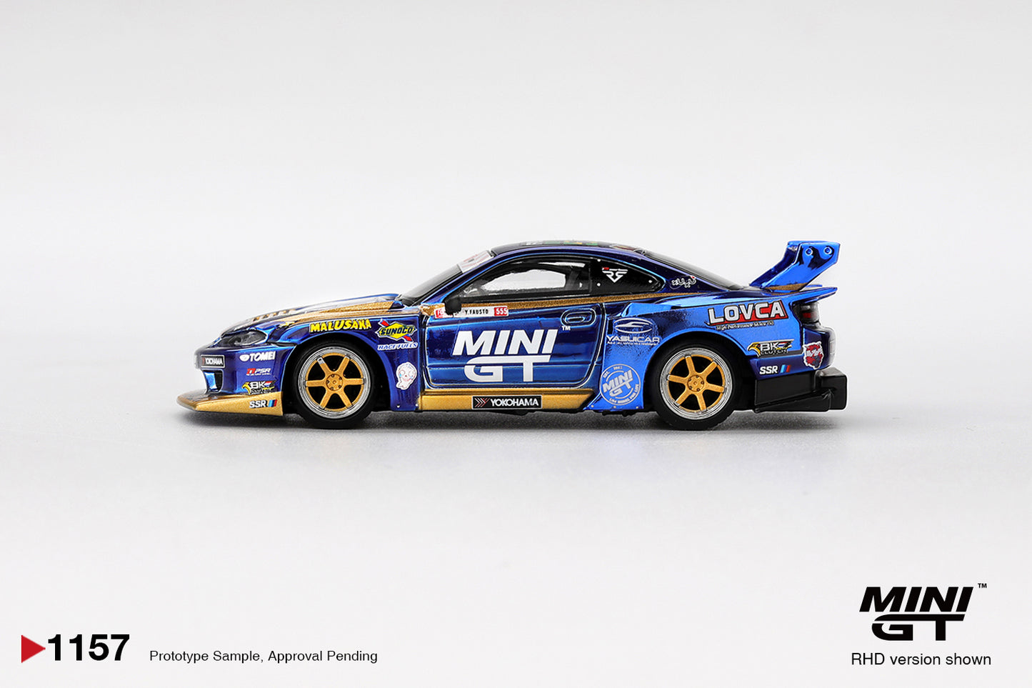 Mini GT 1/64 Nissan Silvia (S15) #555 LB-Super Silhouette Team MINI GT Liberty Walk 2025 Formula Drift Blue - MGT01157