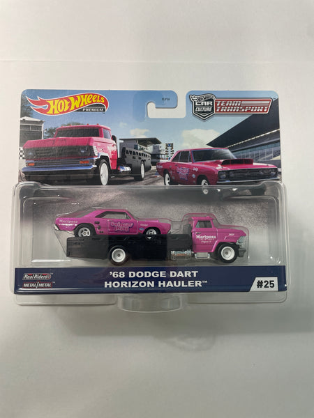 Hot Wheels 1/64 Car Culture Team Transport ‘68 Dodge Dart Horizon Hauler Pink & Black