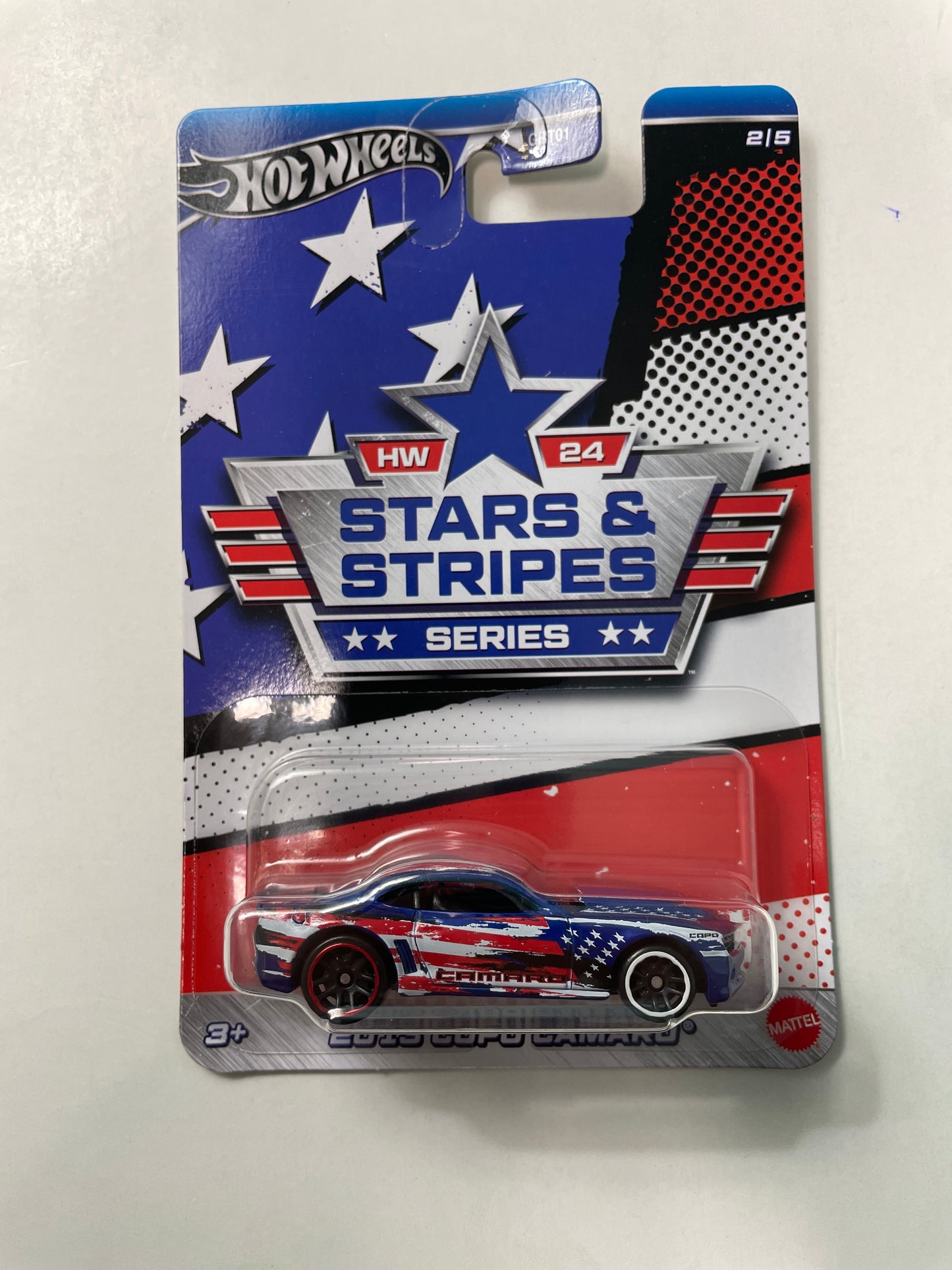 Hot Wheels 1/64 Stars & Stripes Series 2013 Copo Camaro Blue - Damaged Card