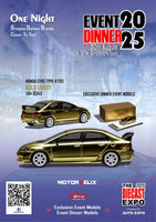 Motorhelix 1/64  Honda Civic Type R (FD2) Customized Chrome Paint Gold - The Diecast Expo 2025 Singapore Dinner Exclusive