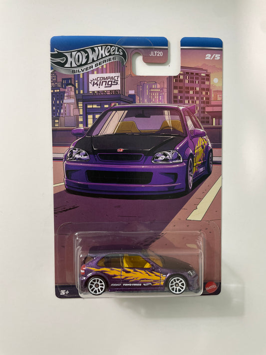 Hot Wheels 1/64 Silver Series Compact Kings '99 Honda Civic Type R (EK9) Purple - JKX57