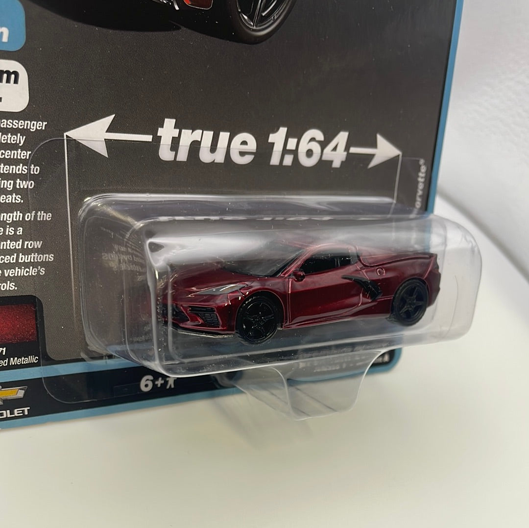 Auto World 1/64 Sports Cars Version A 2020 Chevy Corvette Long Beach Red Metallic