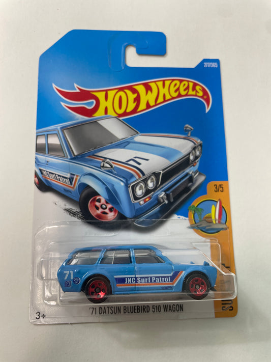Hot Wheels 1/64 ‘71 Datsun Bluebird 510 Wagon Blue - Damaged Box