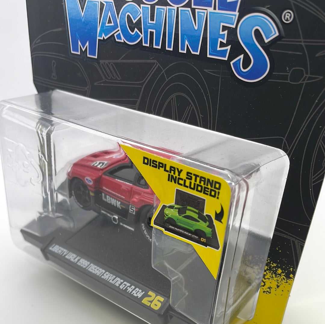 Muscle Machines 1/64 Liberty Walk 1999 Nissan Skyline GT-R R34 Red - Damaged Card