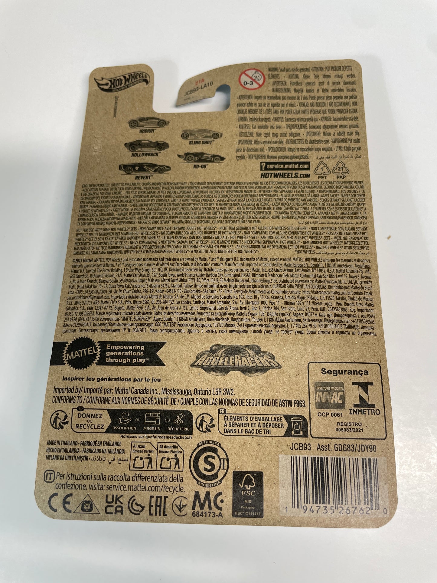 Hot Wheels 1/64 Silver Series Acceleracers Hollowback Metal Maniacs Red - JCB93 (Euro Card) - Damaged Box