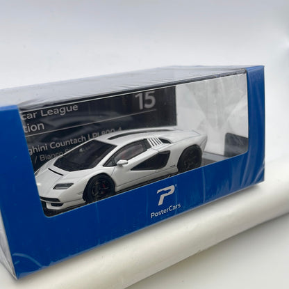 Postercars 1/64 Hypercar League Collection Lamborghini Countach LPI 800-4 Bianco Siderale White