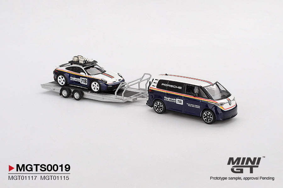 Mini GT 1/64 Porsche 911 Dakar #718 / Volkswagen ID. Buzz / Porsche Centrum Gelderland Roughroads Set - MGTS0019