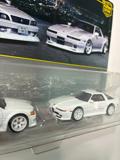 Hot Wheels 1/64 Car Culture Premium 2 Pack Toyota Chaser JZX 100 & 1989 Toyota Supra White - JHW57