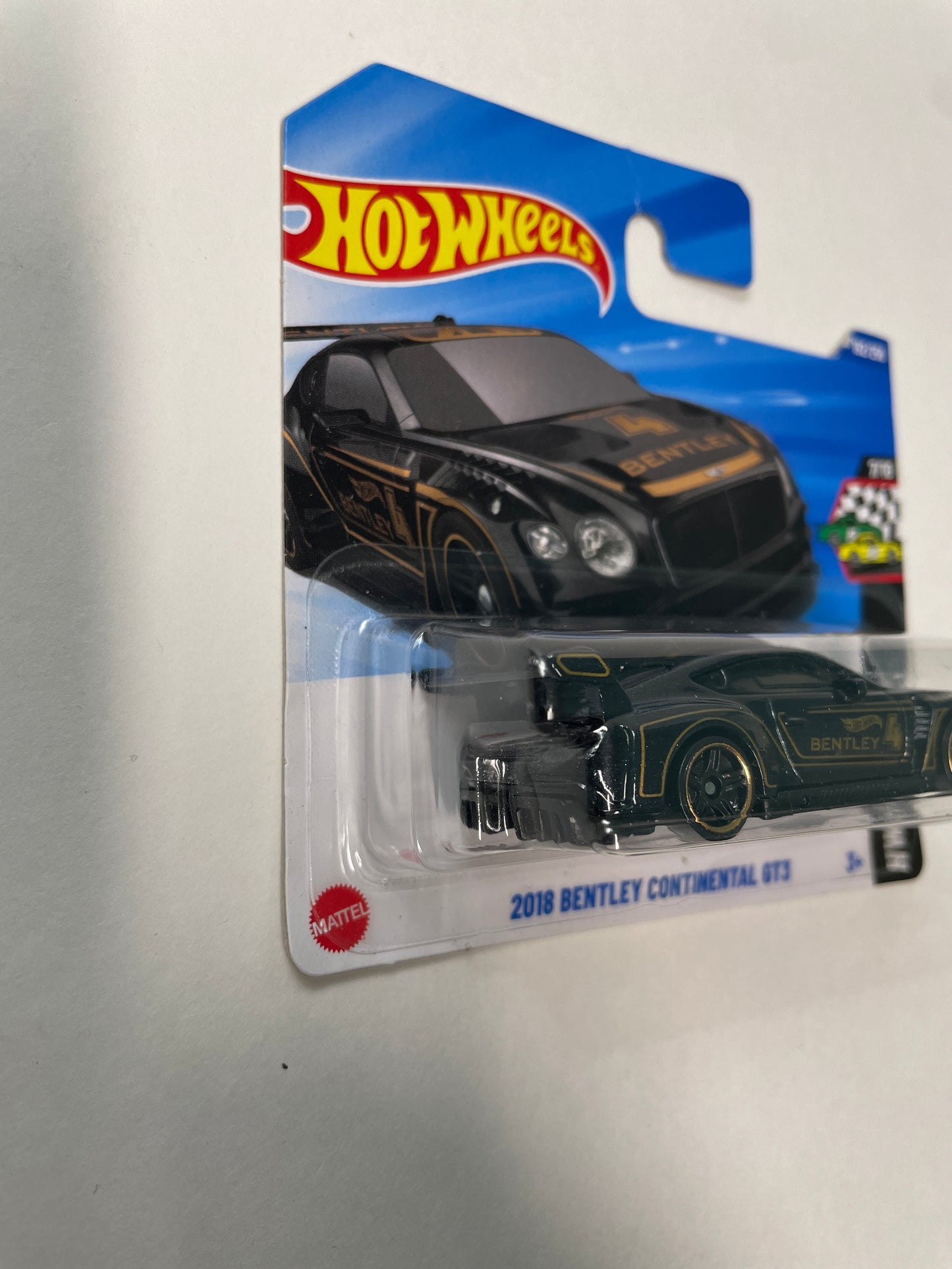 Hot Wheels 1/64 2018 Bentley Continental GT3 Short Card Black - Damaged Box