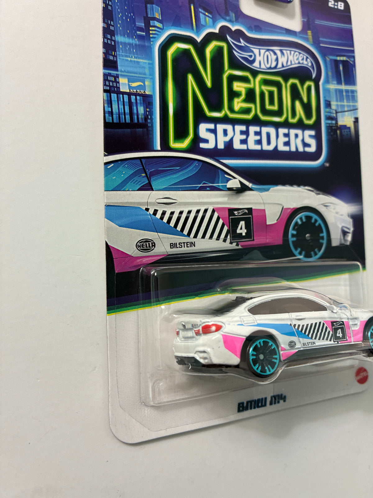 Hot Wheels 1/64 Neon Speeders BMW M4 White & Pink - JKY02