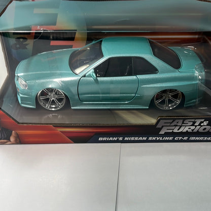 Jada 1/24 Brian’s 2002 Nissan Skyline GT-R34 Green Fast and Furious - Damaged Box