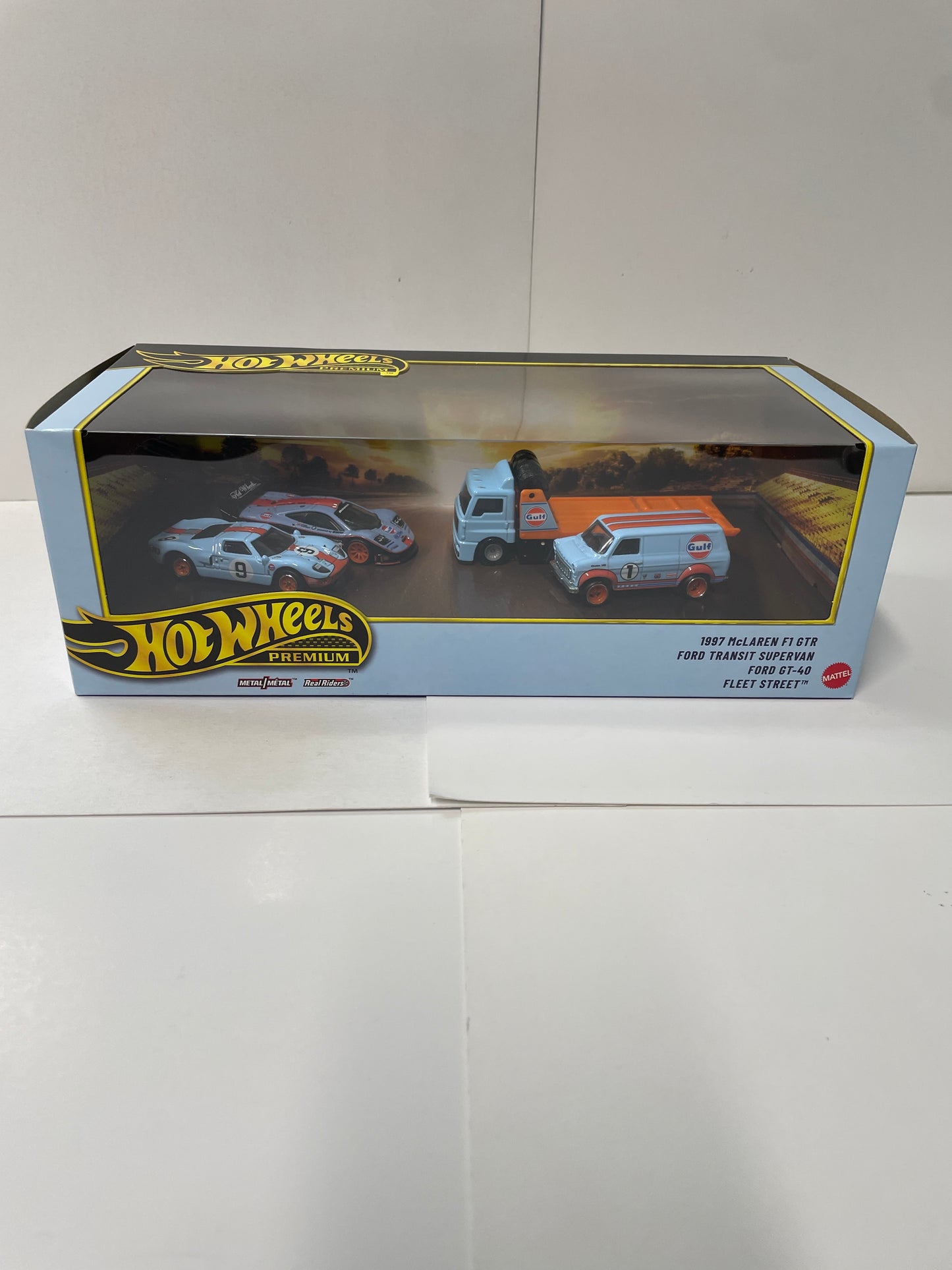 Hot Wheels 1/64 Premium Collector Car Culture Box Set Gulf Blue & Orange - JHW43