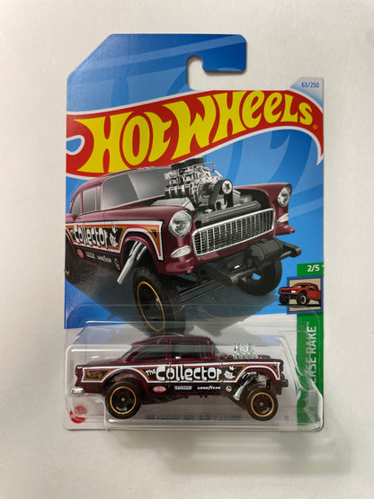 Hot Wheels 1/64 ‘55 Chevy Bel Air Gasser Goodyear dark Red